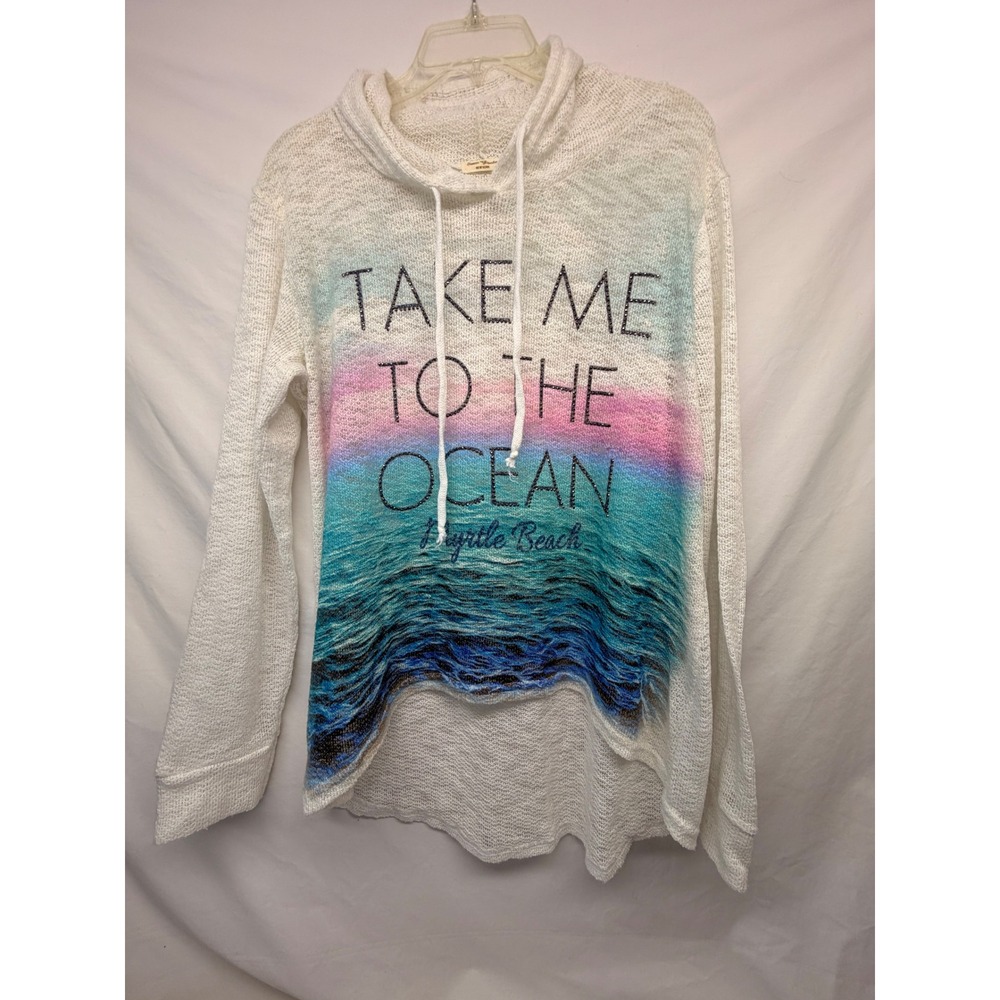 Sweet Gisele Myrtle Beach Take Me To The Ocean Knit Hoodie XL White Graphic